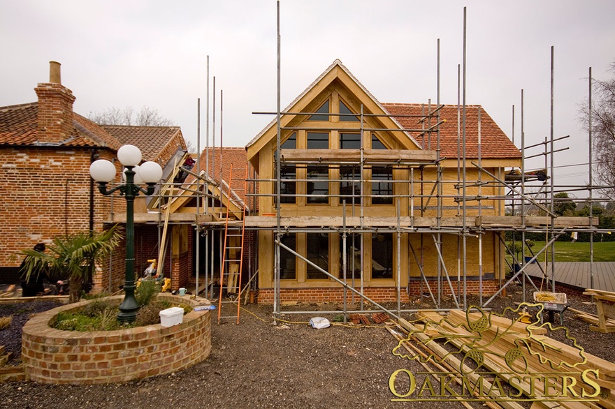 Large oak frame house extension in Suffolk Oakmasters
